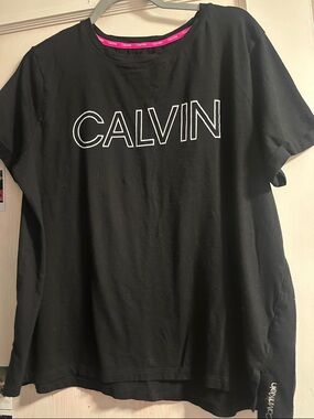 Calvin Klein Black Tee with White Outline Logo